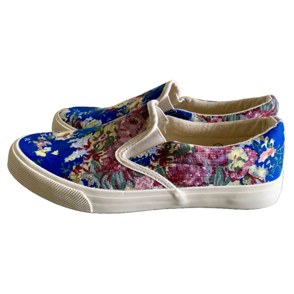 NWOB Asos/Park Lane Women's Blue Crochet Print Floral Slip-on Sneakers Sz 6 - Picture 6 of 7